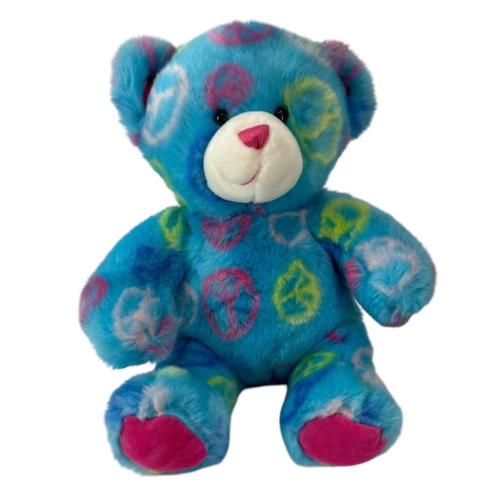 BUILD A BEAR Blue Hippy Peace Sign Bear